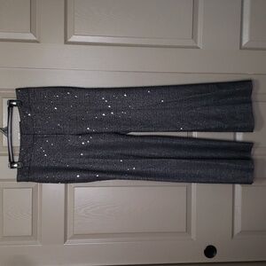 NWT Chico's wide leg sequin plaid black white fashion pant size 1R or 8